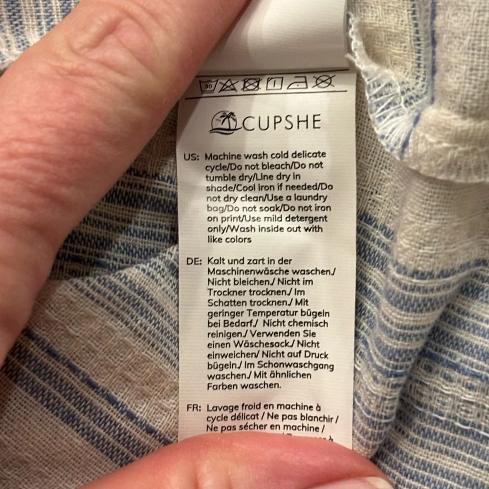 Cupshe Striped Mini Dress Size Medium Blue White Tie Back Adjustable Straps - Picture 7 of 7